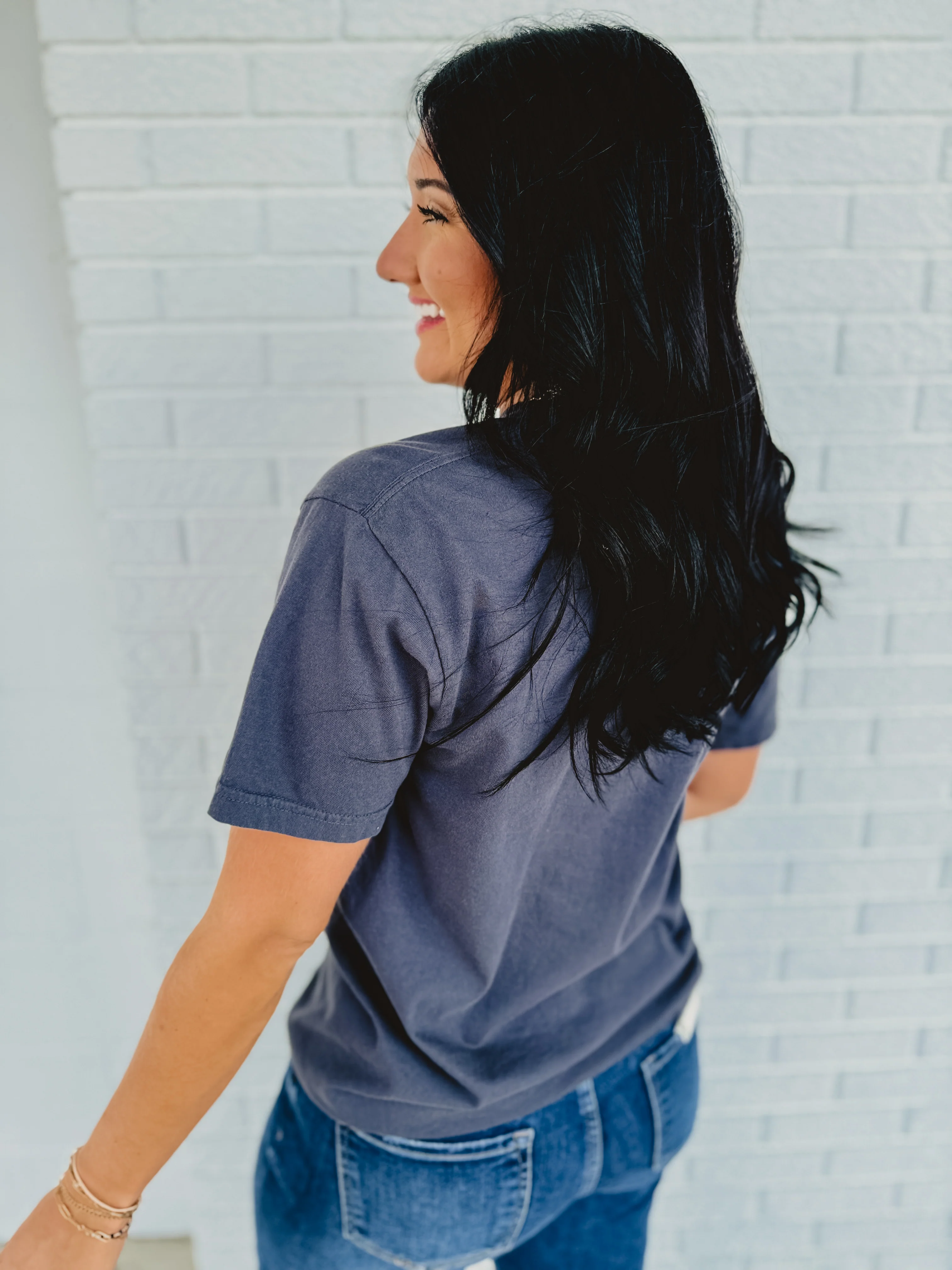 Silly Goose Embroidered Tee - Charcoal