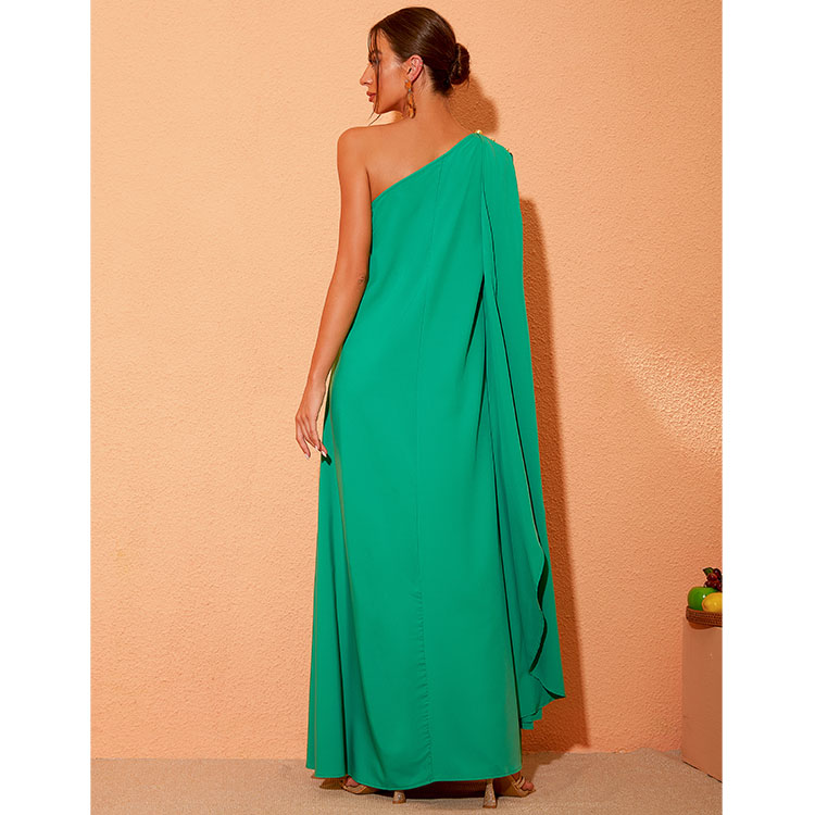 One Shoulder Draped Maxi Dress